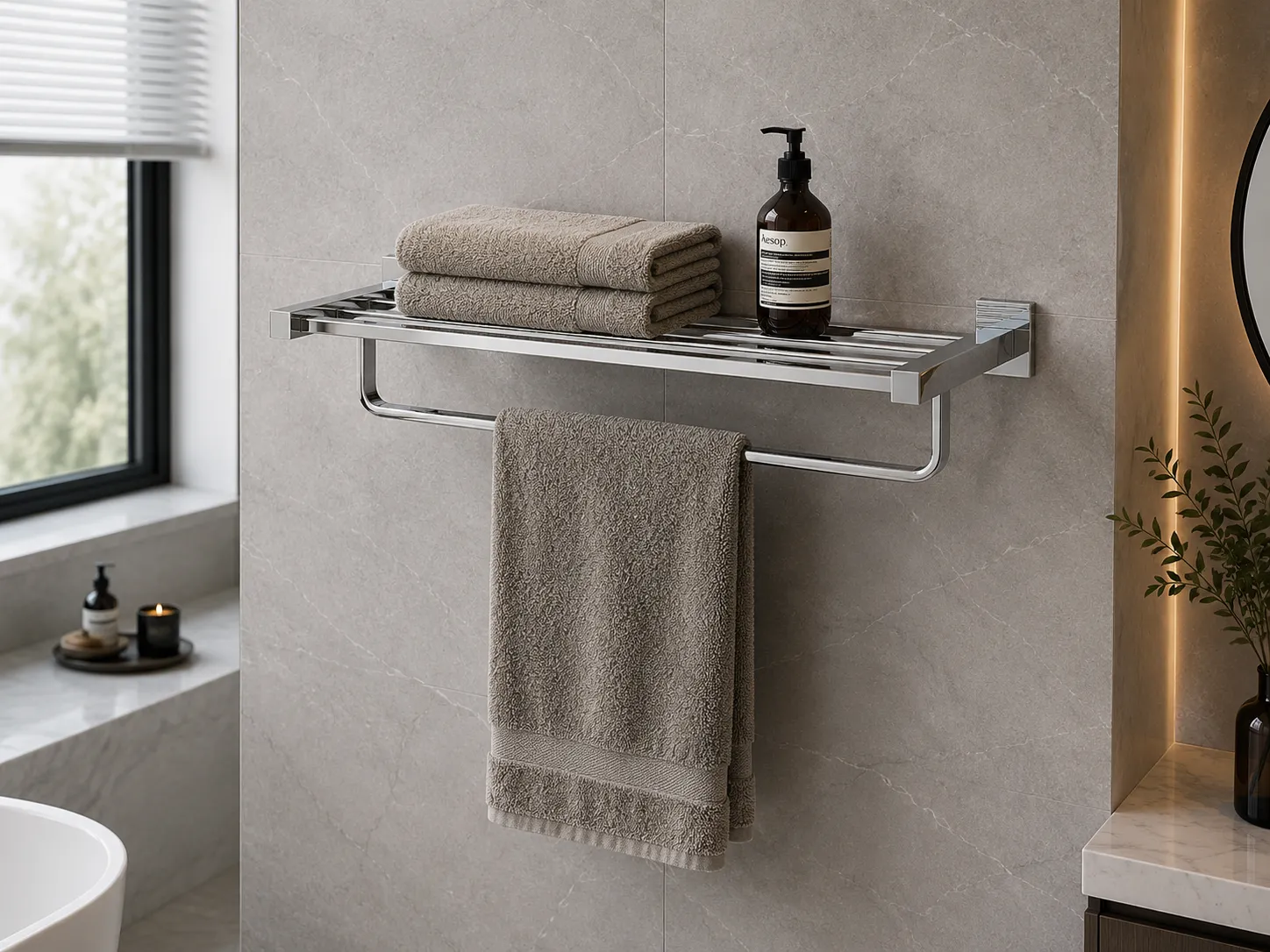 304 Square Stainless Steel Bathroom Towel Rack