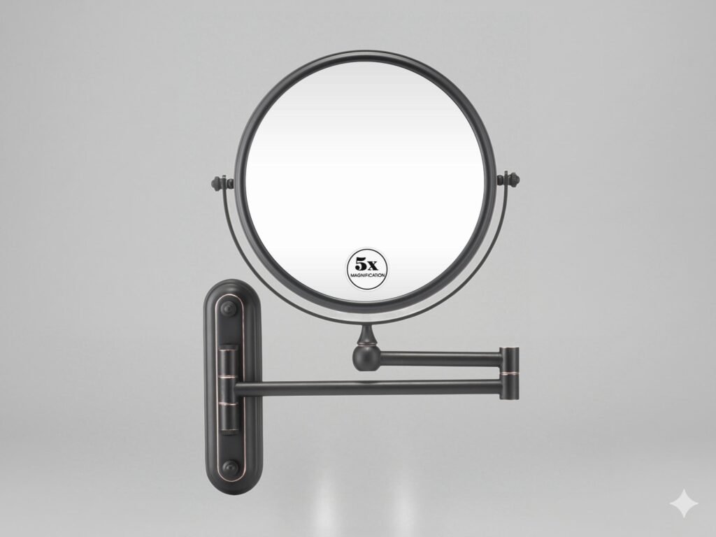 NISSIYA HERITAGE-V 8 Inch ORB Wall Mounted Makeup Mirror