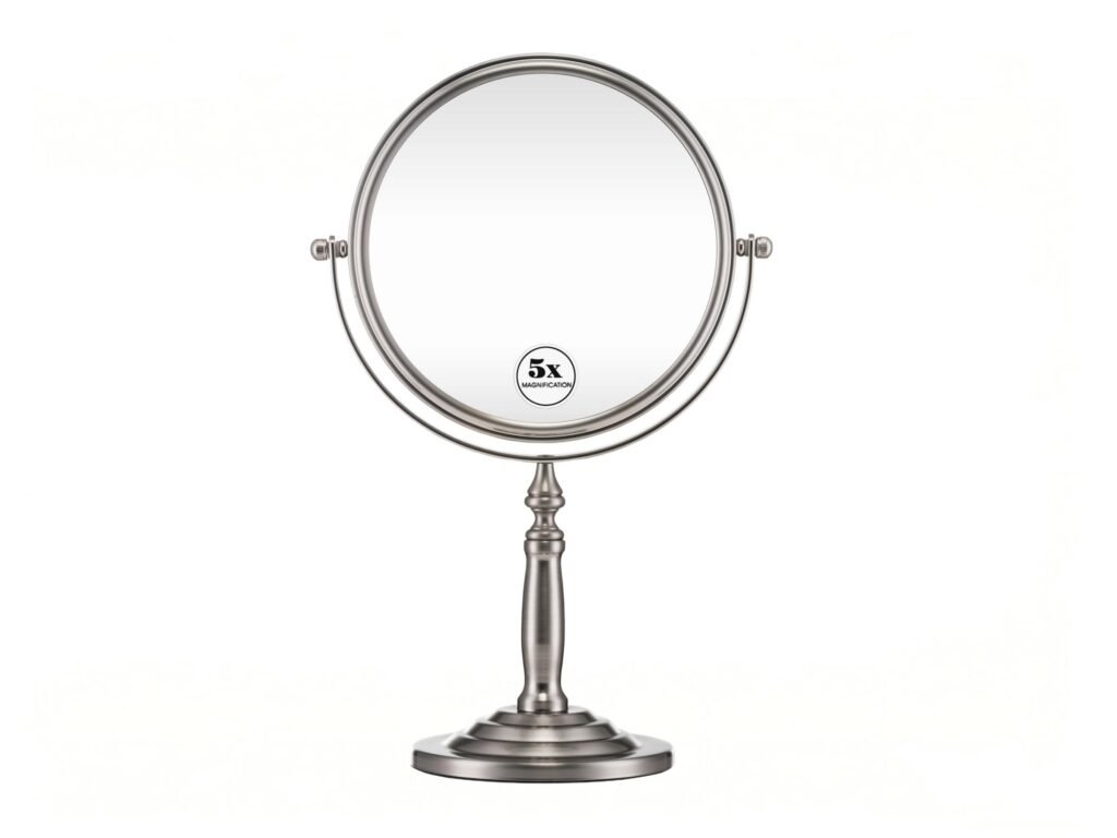 NISSIYA COLUMN-C 8 Inch Double-Sided Tabletop Makeup Mirror