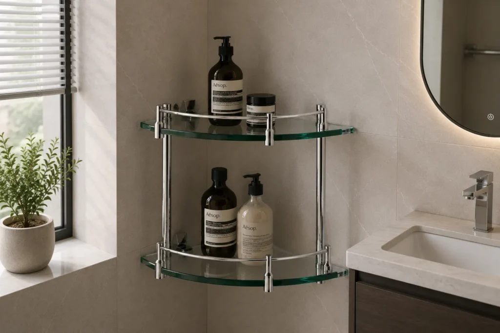 304 Stainless Steel Corner Glass Shelf