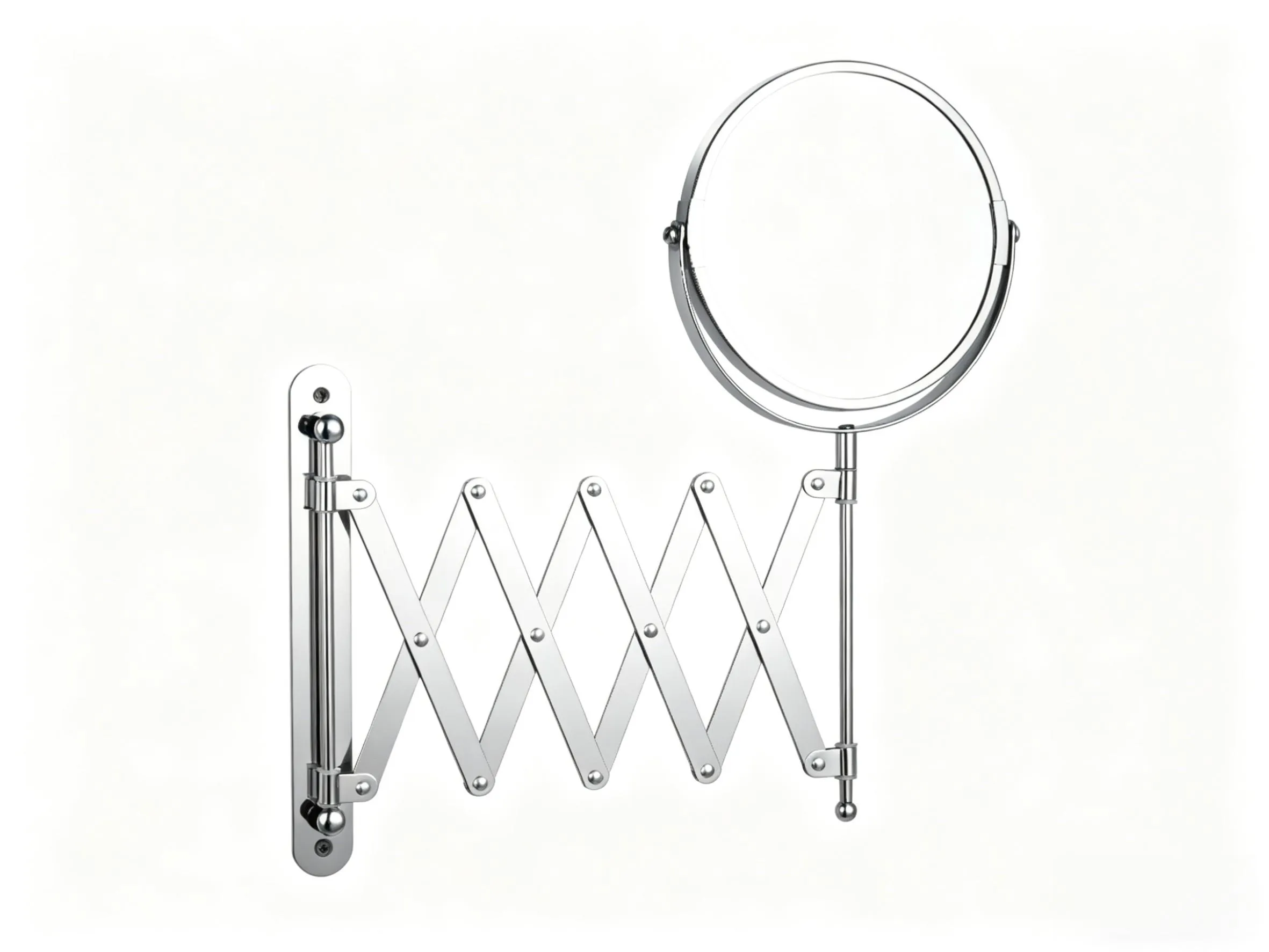 6 inch extendable wall mounted makeup mirror with chrome finish and 1x 5x magnification