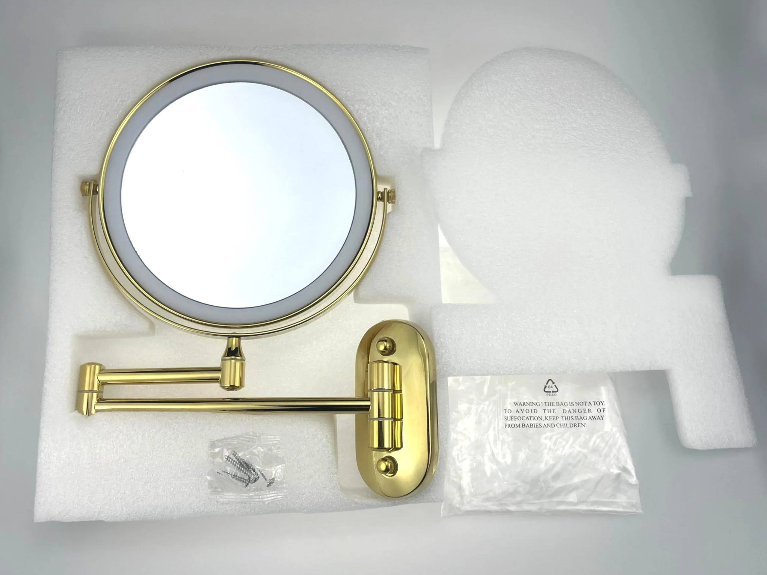 Protective EPE packaging for LED makeup mirrors and bathroom mirrors