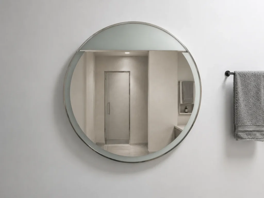 Round LED Bathroom Mirror with Stainless Steel Frame