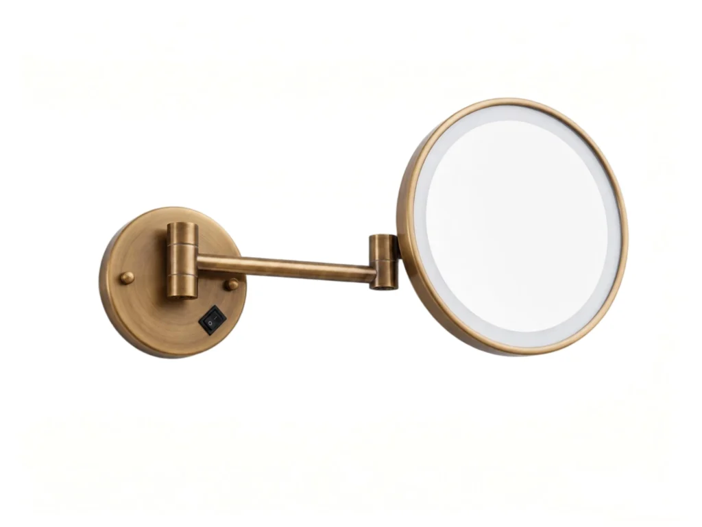 NISSIYA 8 Inch Brushed Bronze Wall-Mounted LED Makeup Mirror