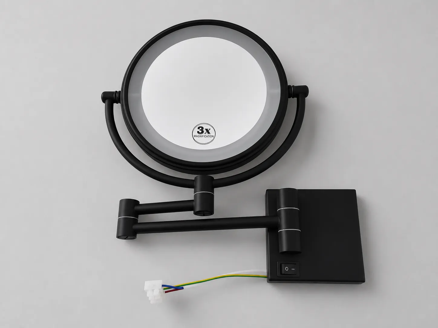 NISSIYA 8 Inch Matte Black Double-Sided Lighted Magnifying Makeup Mirror