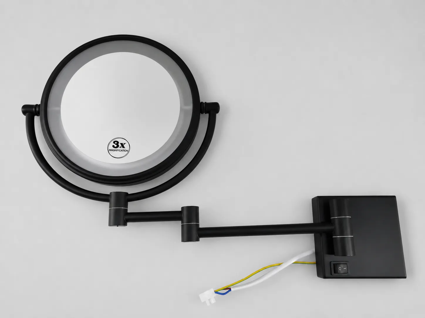 NISSIYA 8 Inch Matte Black Double-Sided Lighted Magnifying Makeup Mirror