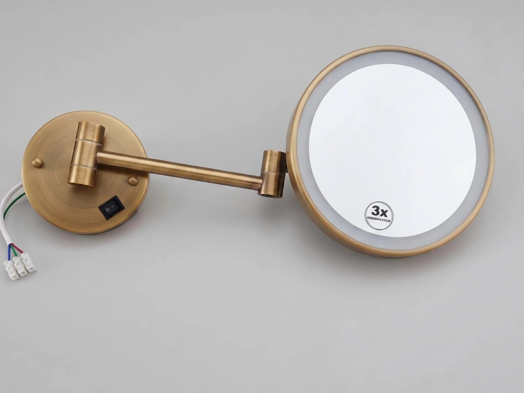 NISSIYA 8 Inch Brushed Bronze Wall-Mounted LED Makeup Mirror