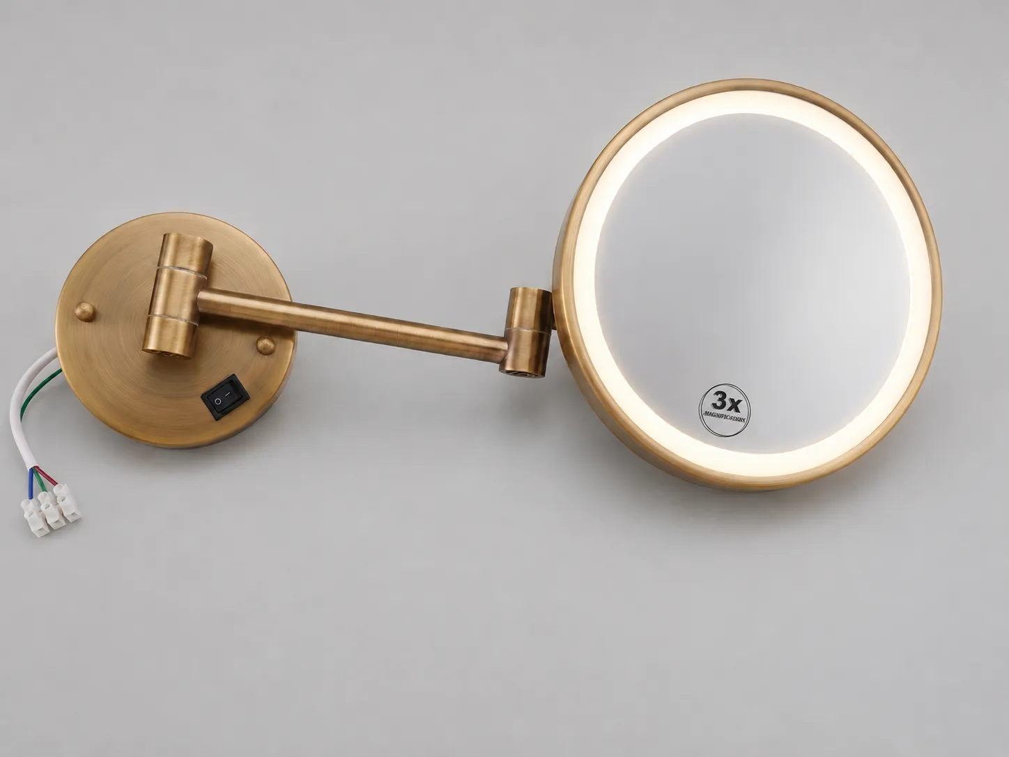 NISSIYA 8 Inch Brushed Bronze Wall-Mounted LED Makeup Mirror