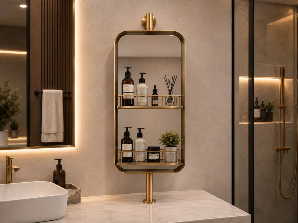 NISSIYA Bathroom Mirror with Shelf – Adjustable Double Storage Design
