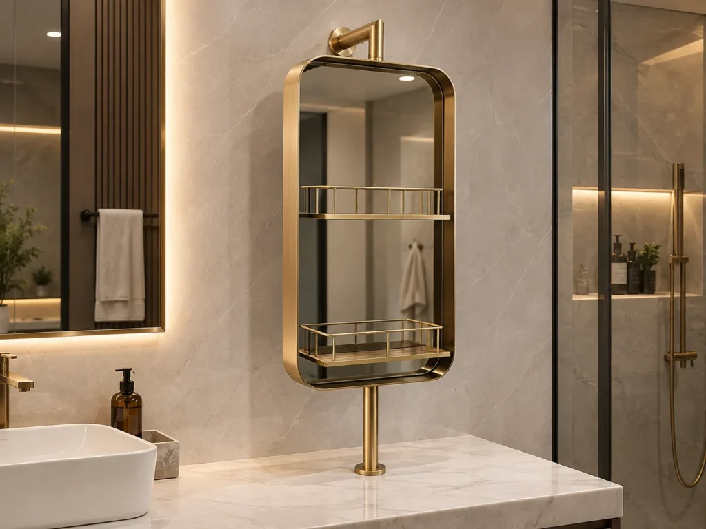 NISSIYA Bathroom Mirror with Shelf – Adjustable Double Storage Design