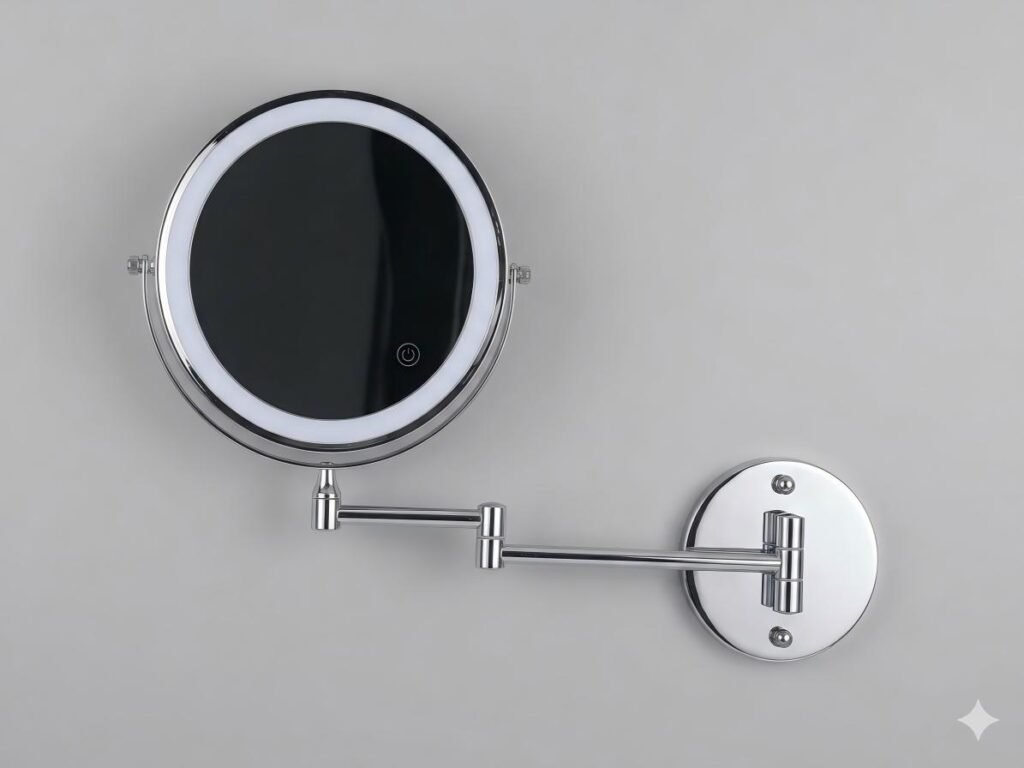 NISSIYA 8-Inch Rechargeable Magnifying Wall Makeup Mirror