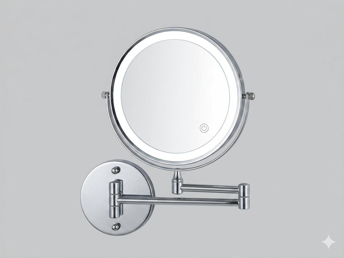 NISSIYA 8-Inch Rechargeable Magnifying Wall Makeup Mirror