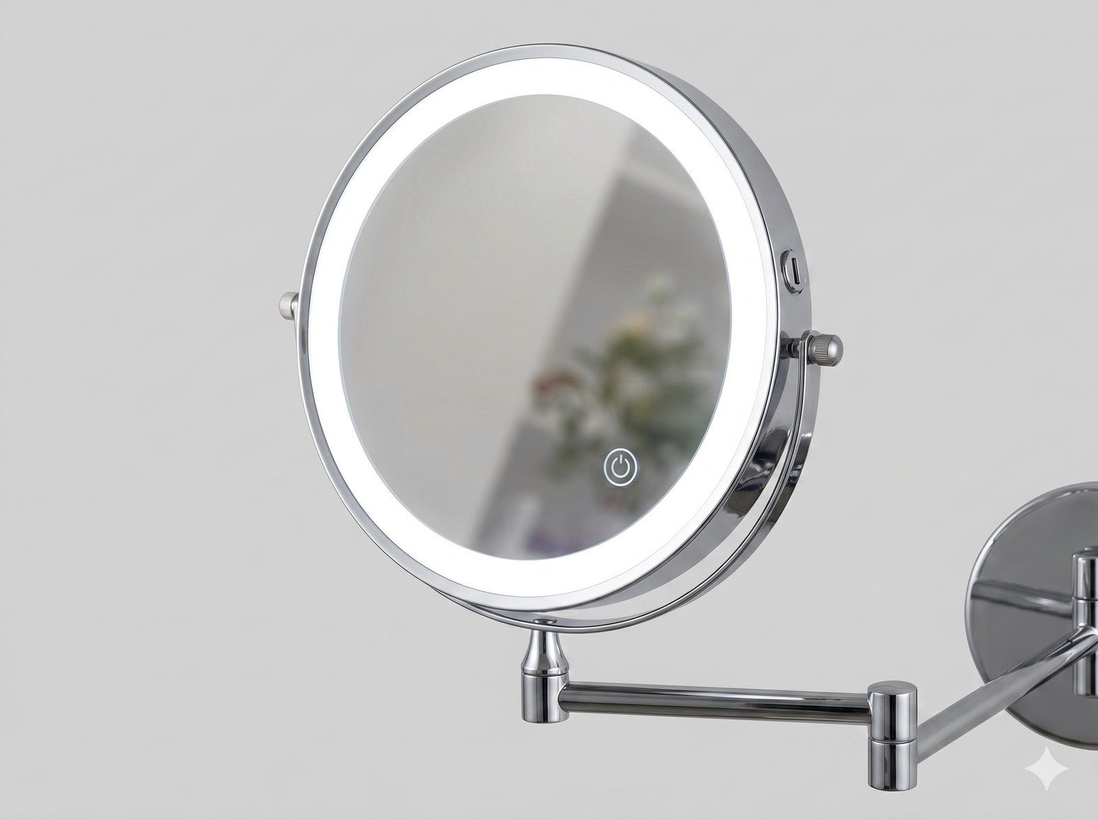 NISSIYA 8-Inch Rechargeable Magnifying Wall Makeup Mirror