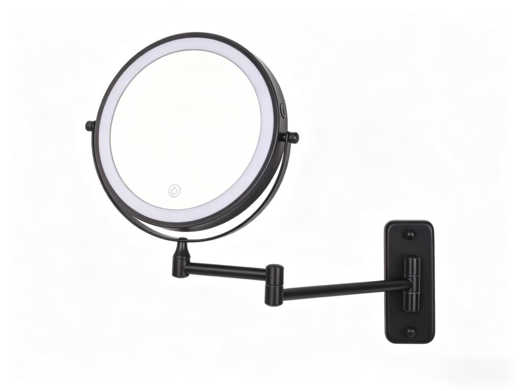 NISSIYA 8-Inch 1X/10X Rechargeable LED Wall Mount Magnifying Mirror