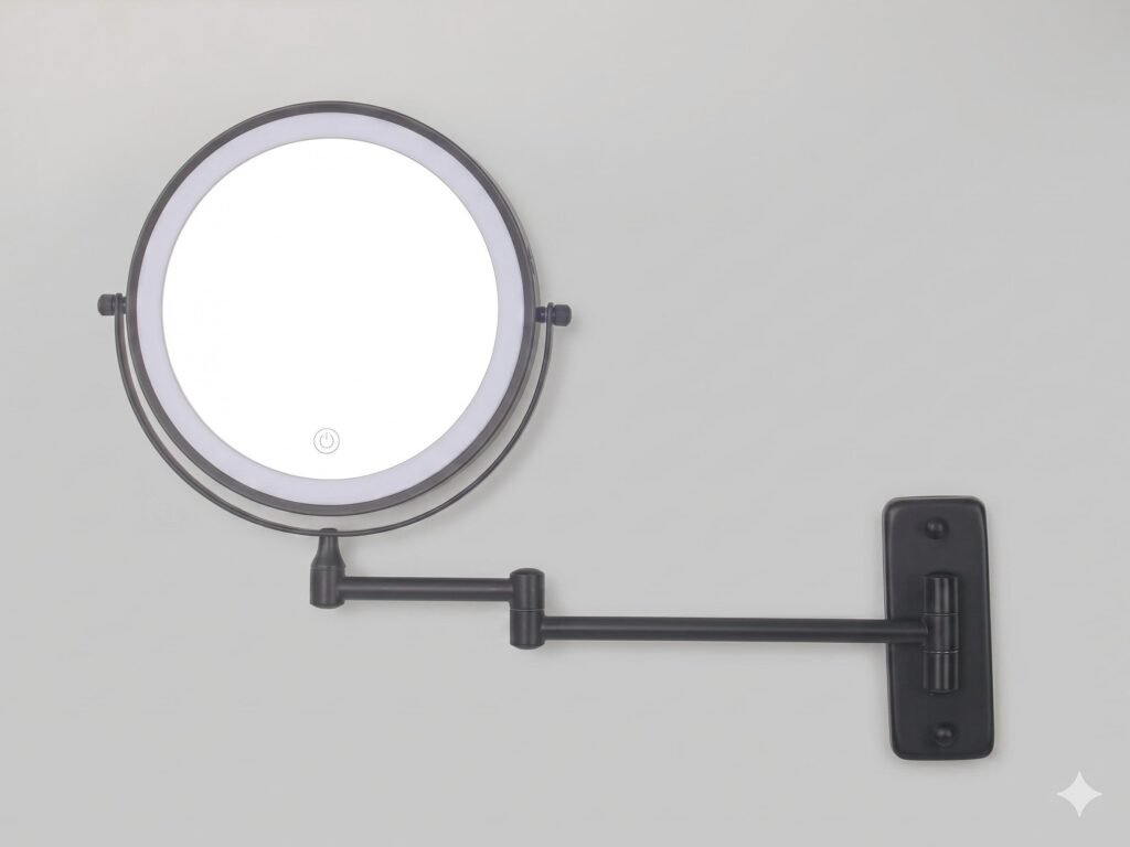 NISSIYA 8-Inch 1X/10X Rechargeable LED Wall Mount Magnifying Mirror