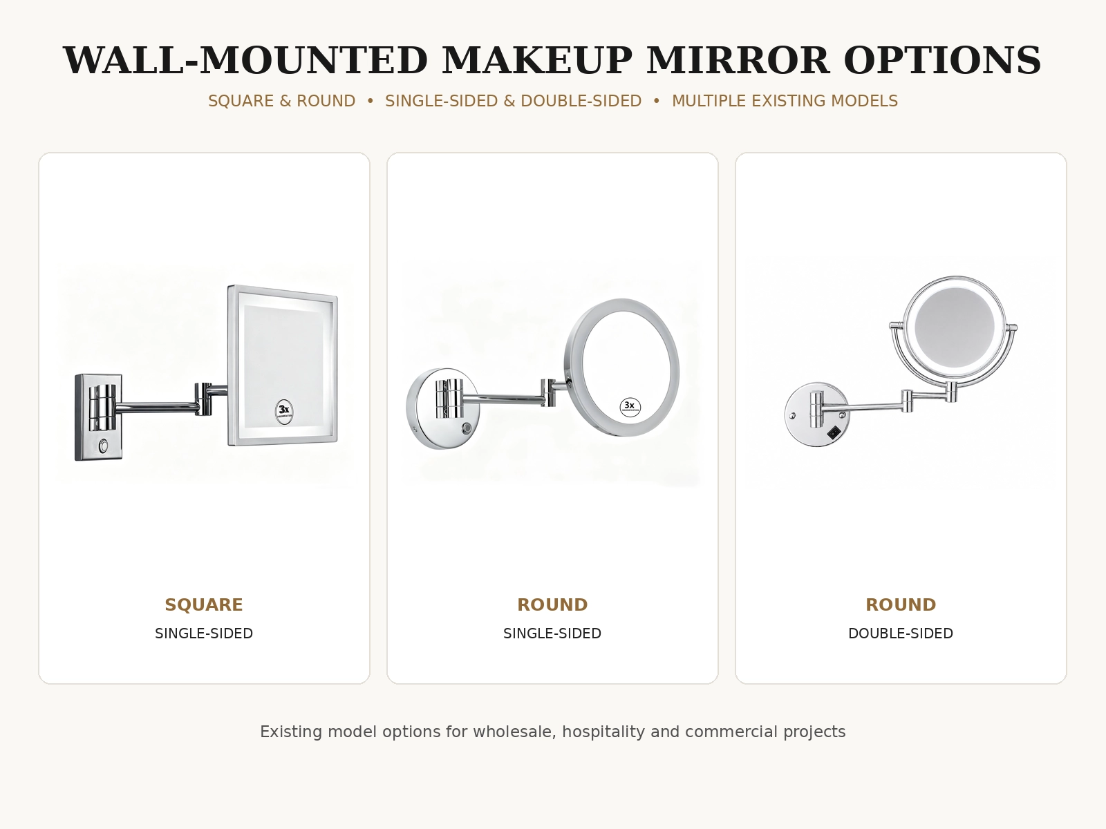 Wall-Mounted Makeup Mirror Options Wall mounted makeup mirror options for wholesale and hotel projects