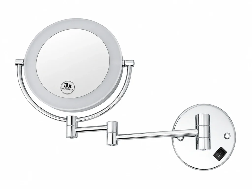 ELITE Double-Sided Acrylic 3X Lighted Makeup Mirror-Polished Chrome