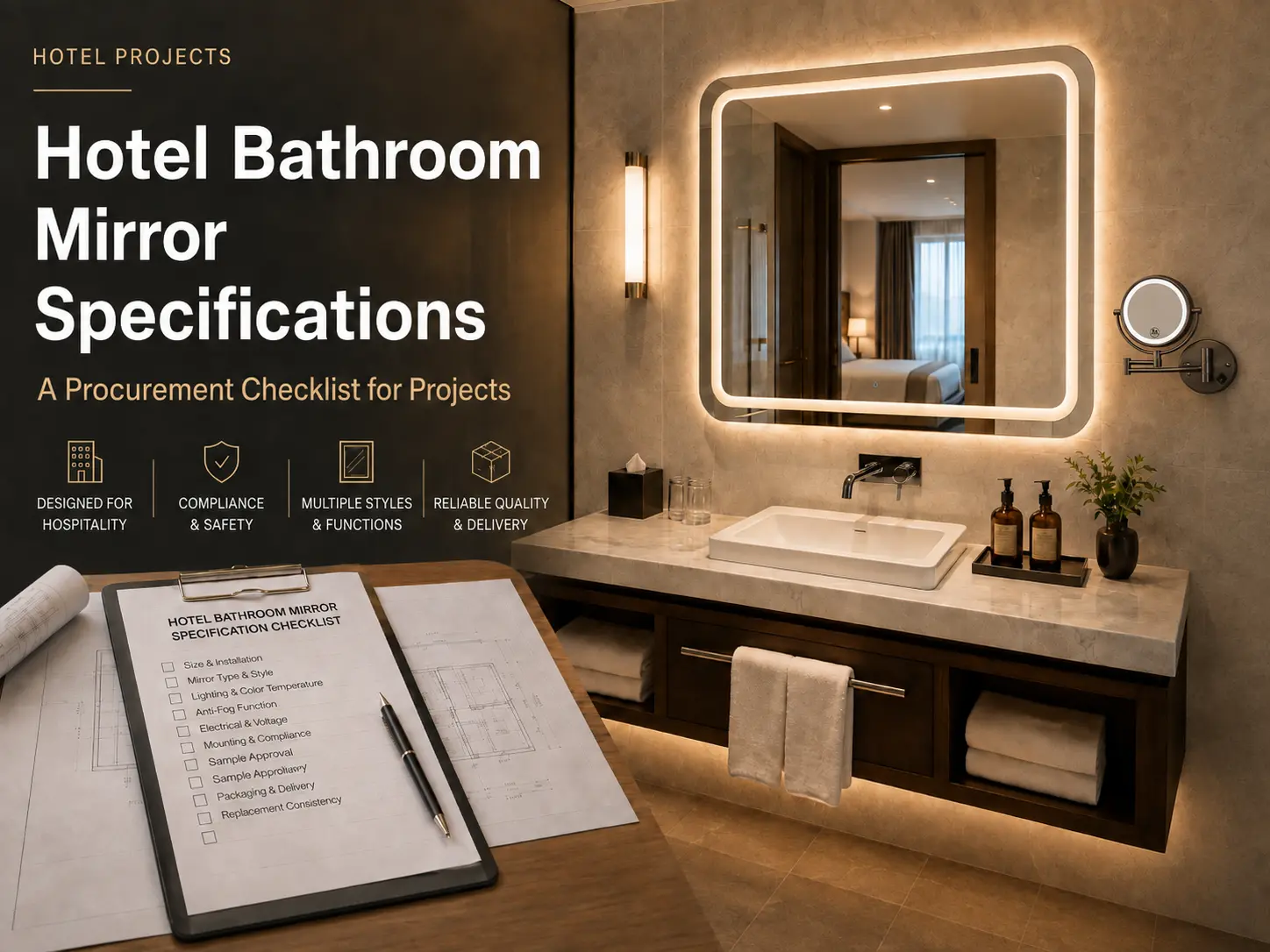 Hotel bathroom mirror specifications for hospitality and commercial projects