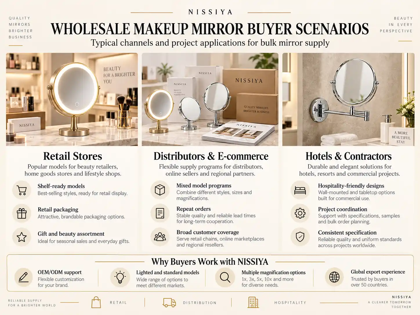Wholesale Makeup Mirror Application Guide Wholesale makeup mirror applications for retail, distribution and hospitality projects