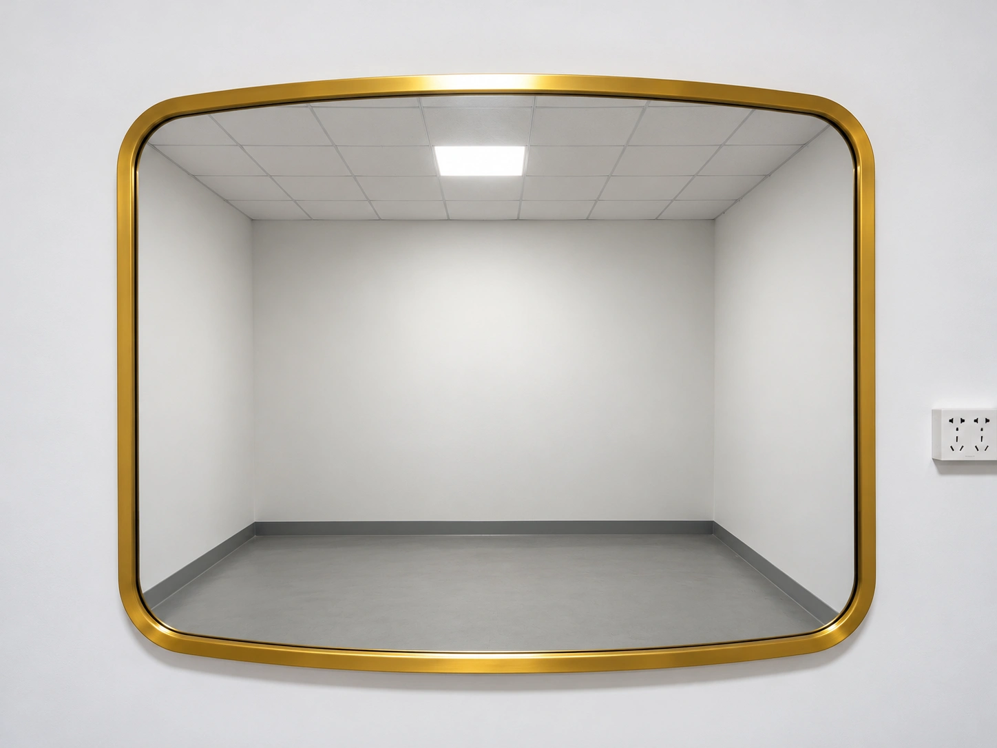 Custom gold framed bathroom mirror for El Tropicano Hotel renovation project