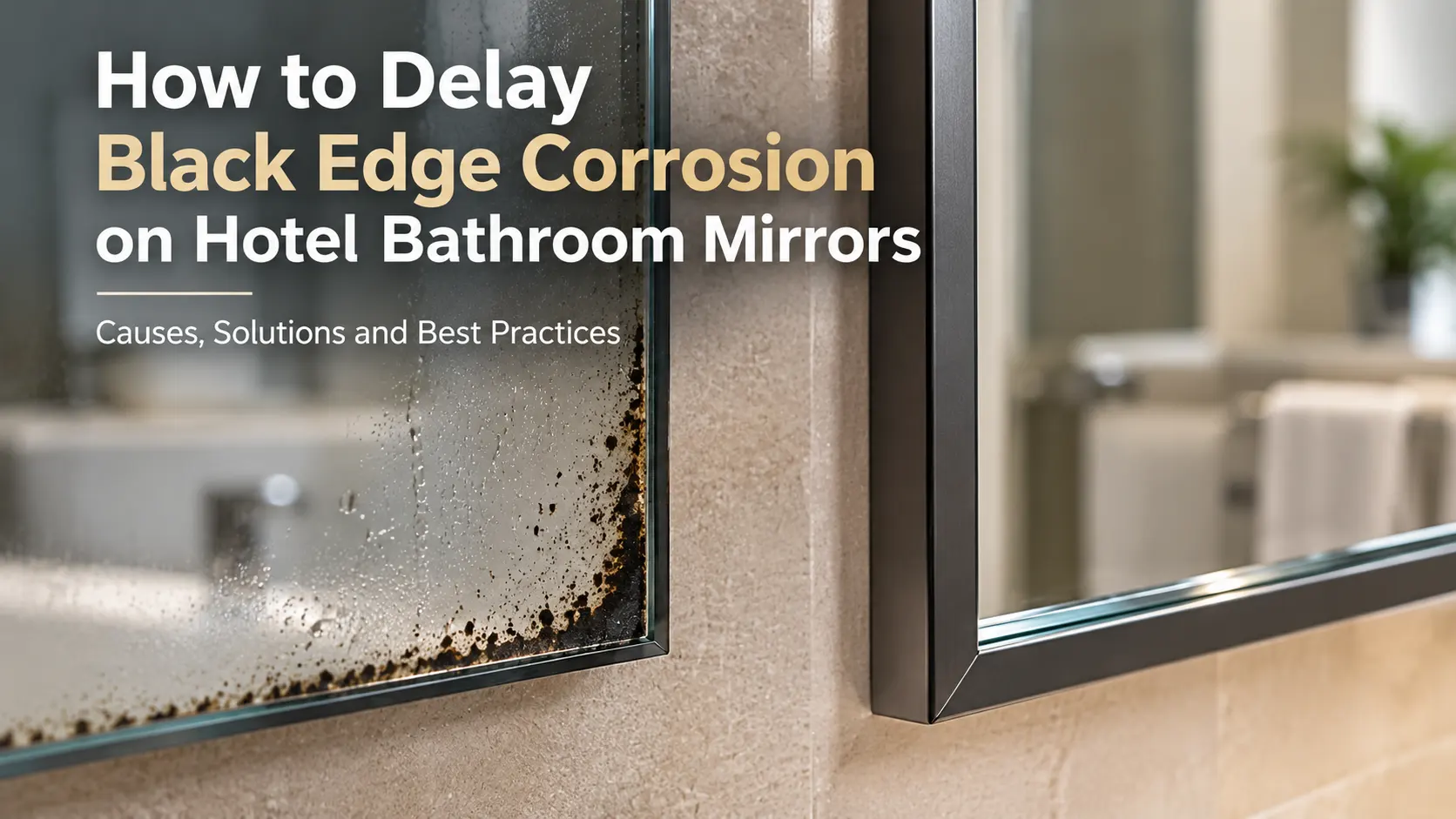 Mirror black edge corrosion on a hotel bathroom mirror